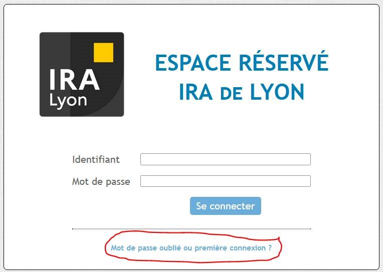 Ecran de connexion à l'extranet élèves (avec lien 'mot de passe oublié ou première connexion ?')