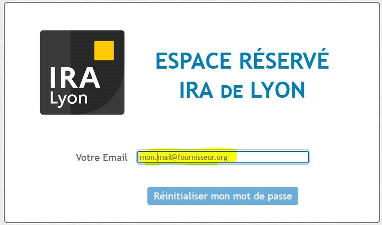 Extranet élèves - Ecran de saisie du mail pour réinitialisation du mot de passe